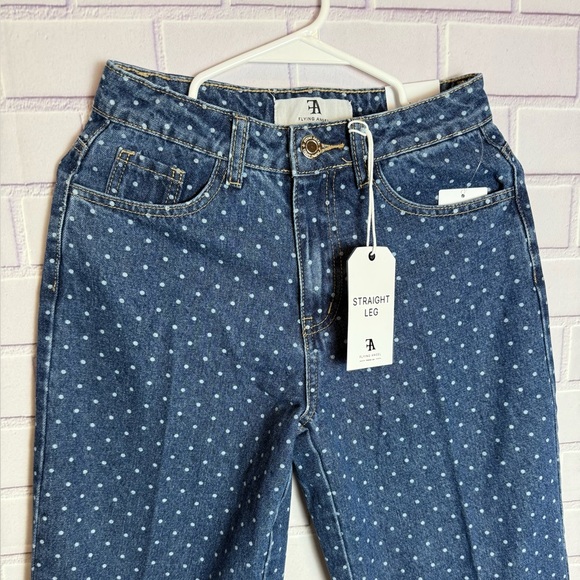 FLYING ANGEL Polka Dot High Waist Straight Leg Jeans/size 1(25) - Picture 5 of 9